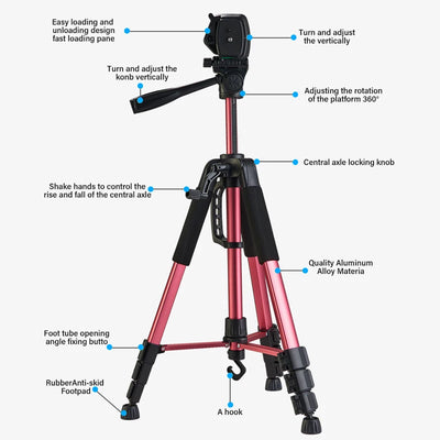 180cm Camera Tripod for Phone with Carry Bag Photography Mobile Phone Tripod with Bluetooth Remote for Video/DSLR/Canon