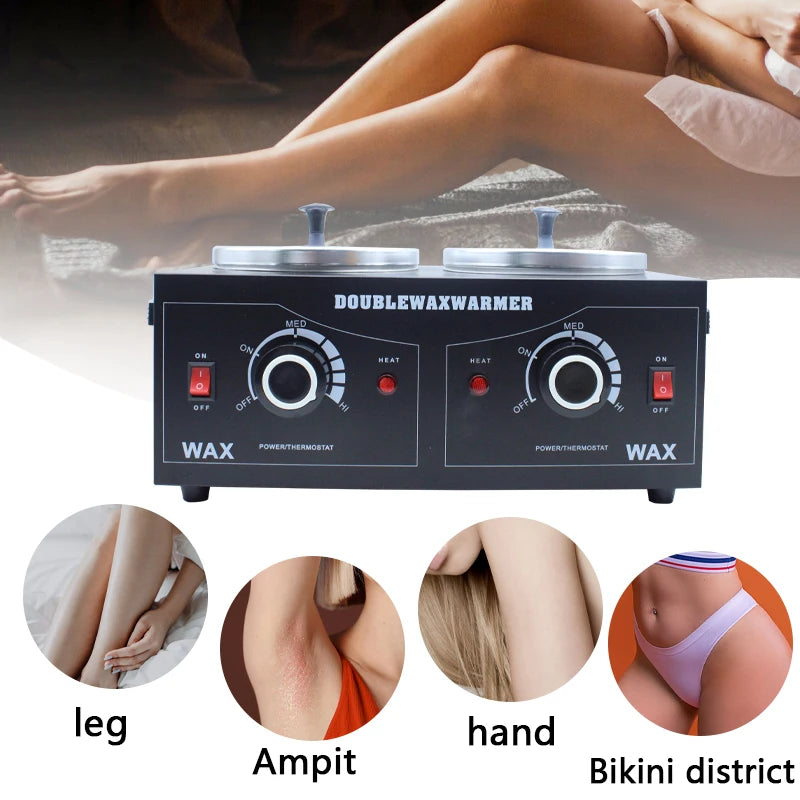 Double Depilation Wax Warmer Pot Paraffin Wax Bean Depilatory Heater For Hair Removal Skin Moisture Beauty Salon Spa Home Use