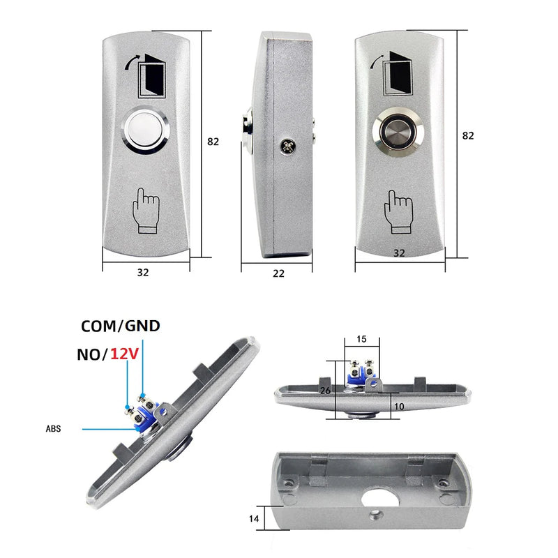 Door Exit Release Button Zinc Alloy Panel GATE Push Switch For Door Access Control System to open door