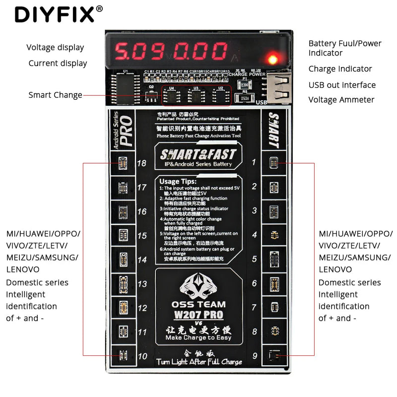 W207/W209 Pro Smart Phone Battery Fast Charging And Activated 2 in 1 Tool APPLE Android Universal For iPhone 11 Huawei Samsung
