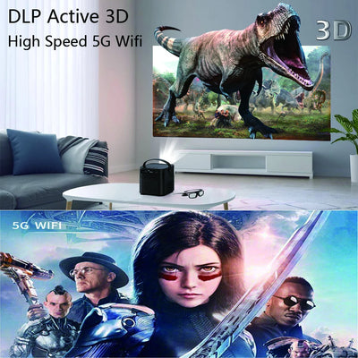 Smartldea Auto Focus 4K 3D DLP Projector Android 9.0 build battery daytime proyector 5G wifi 2G+32G memory game video beamer