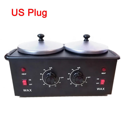 200W Black Double Pots Wax Warmer Electric Melting Depilatory Wax Parafin Heater For Facial Skin Hair Removal