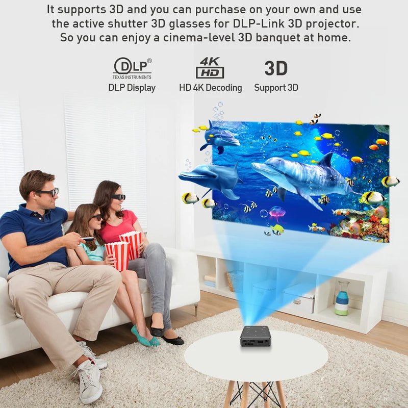 Smartldea Pocket 4K 3D Projector android9.0 2.4G 5G wifi BT5.0 home proyector 4G RAM 32G ROM option HD video game beamer