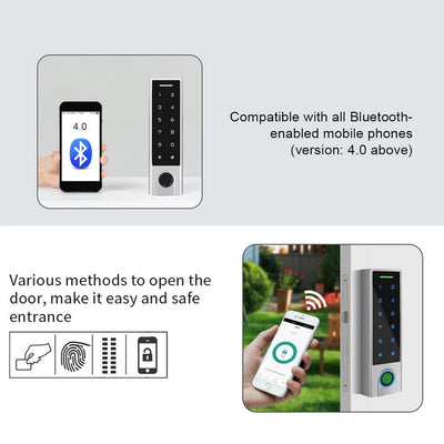 125Khz RFID Bluetooth Access Controller IP66 Waterproof Fingerprint Access Control Tuya APP Support Add Delete Users by APP