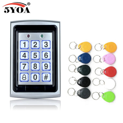 5YOA Metal Rfid Access Control Keypad Hot Sale Waterproof With 1000 Users+ 10 Key Fobs For RFID Door Access Control System