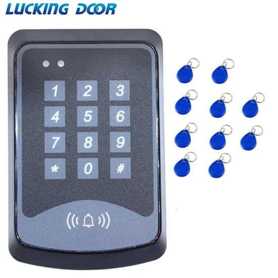 125Khz RFID Keypad Access Control System Device Machine RFID Card Reader Door Lock System 1000 user Keyfobs Cover 1000 users