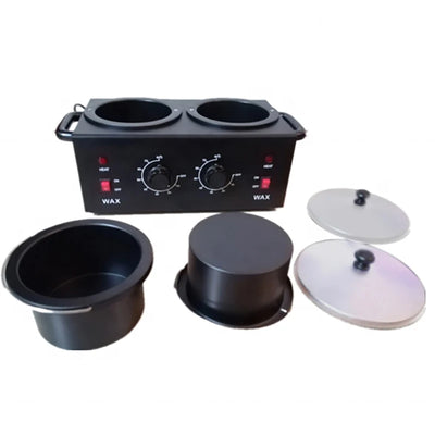 200W Black Double Pots Wax Warmer Electric Melting Depilatory Wax Parafin Heater For Facial Skin Hair Removal