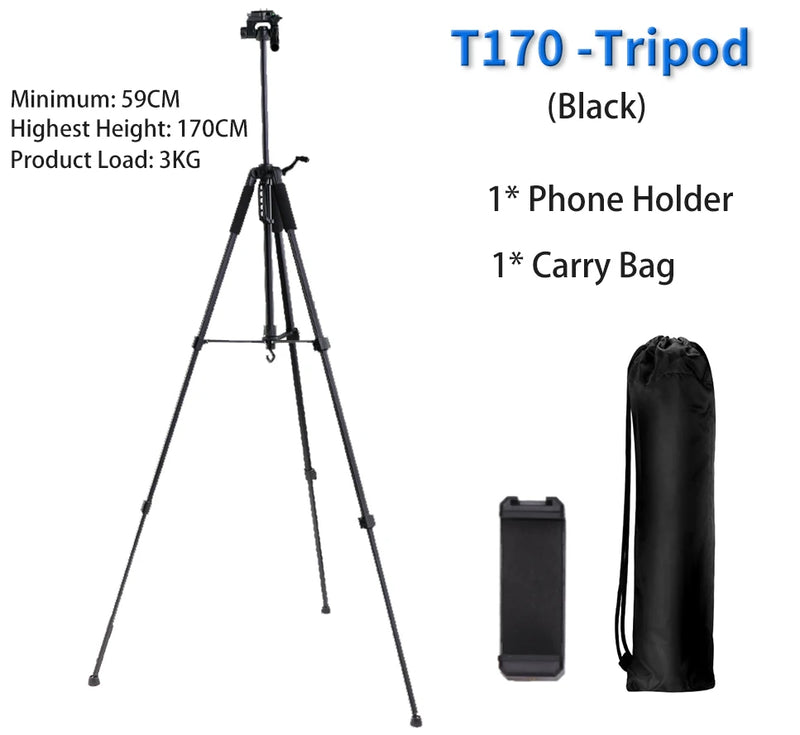 180cm Camera Tripod for Phone with Carry Bag Photography Mobile Phone Tripod with Bluetooth Remote for Video/DSLR/Canon