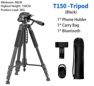 180cm Camera Tripod for Phone with Carry Bag Photography Mobile Phone Tripod with Bluetooth Remote for Video/DSLR/Canon