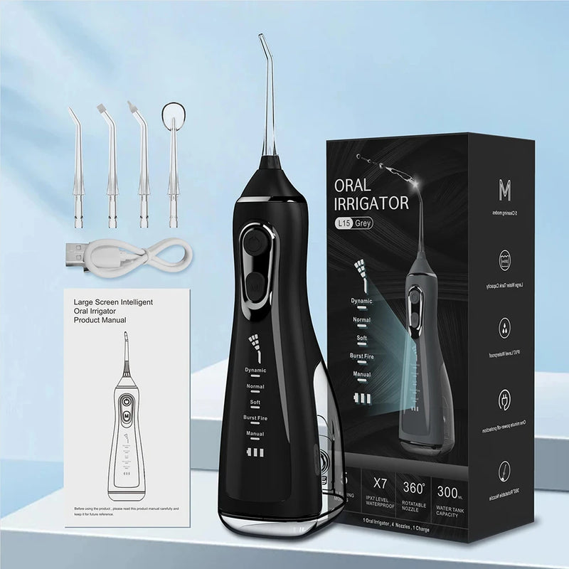 Oral Irrigator Portable Water Flosser Dental Pick 5 Modes 360° Rotated Jet For Cleaning Teeth Thread Floss Mouth Washing Machine