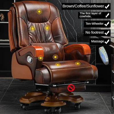 European Style Leather Back Office Chairs Rotating Home Office Recliner Designer Retro Boss Gaming Chair for Office Furniture