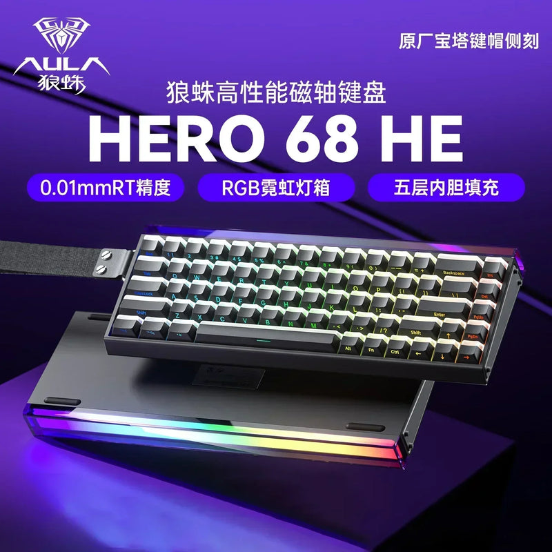 AULA Hero68HE Magnetic Switch RGB 8K E-sports Hot Swap Gaming Mechanical Keyboard Customize Wired PC Gamer Keyboard Accessories