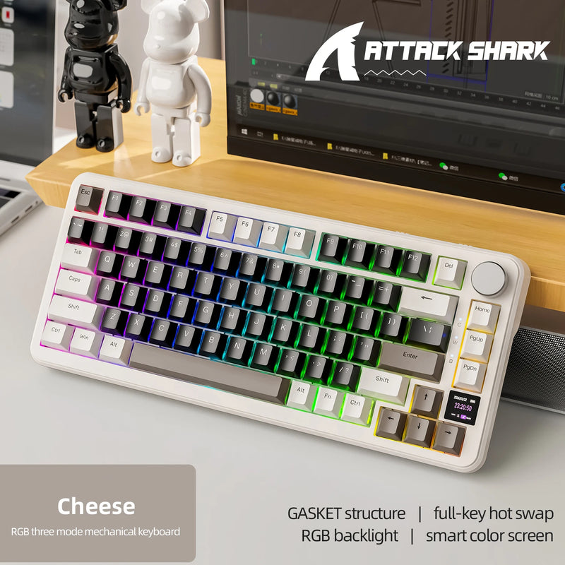 ATTACK SHARK X85 & X85Pro Wireless Mechanical Gaming Keyboard, 75% Layout, Hot Swappable, RGB, Bluetooth, PBT, Gasket Design