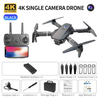 E88 Drone WiFi FPV RC Drones with Dual Pro 4K HD Camera Wide-Angle Remote Control Video Quadcopter Toy E88pro Drones E88