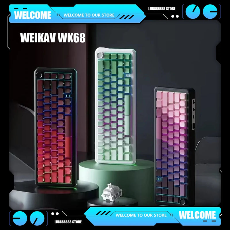 Weikav WK68 Wireless RGB Hot Swap Gaming Mechanical Keyboards 4000mAh Knob 2.4G Tri-Mode Customize Keyboard PC Accessories Gifts