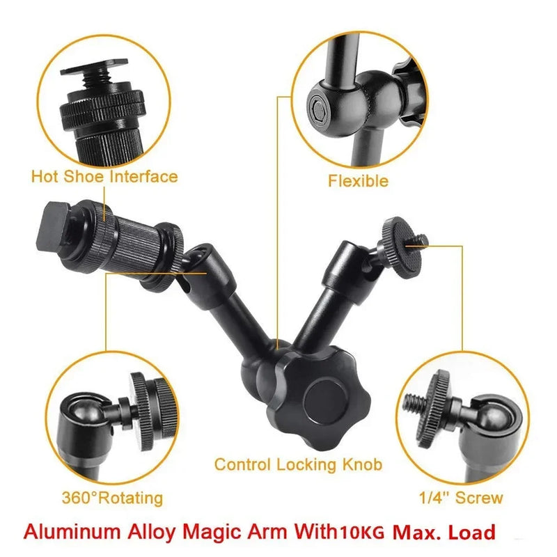 7/11/20 Inch Metal Articulating Magic Arm Super Clamp Holder Stand for DSLR Camera Photo Studio Photography Accessories Prop Kit