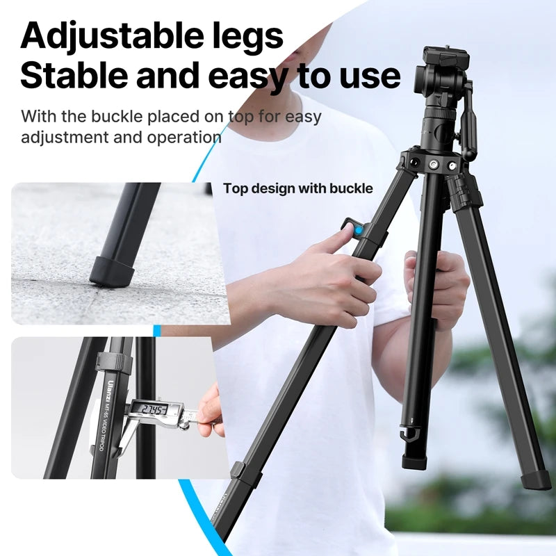 Ulanzi MT-65 1.76M 30M Bluetooth Remote Control Camera Tripod with Phone Holder Lightweight Tripod 360° Ballhead for Smartphone