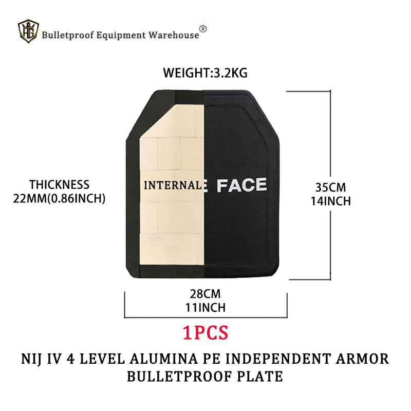 High Quality ISO Certified 11x14 Inch 22mm Ceramic Plus PE Composite Bulletproof Plate Protection Independent Protection Armor