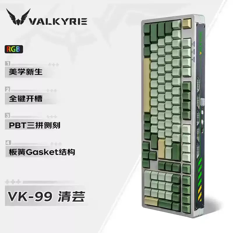 VALKYRIE VK99 Gamer Mechanical Keyboard Hot Swap 3 Modes Keyboards Bluetooth Wireless Keyboards Custom RGB Laptop Gaming Keyboar