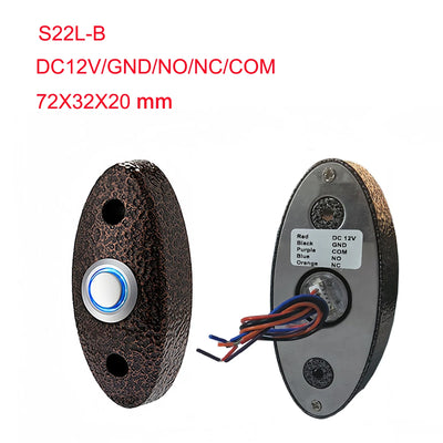 Door Exit Release Button with Zinc Alloy Panel LED NO NC COM Push Switch for Access Control System