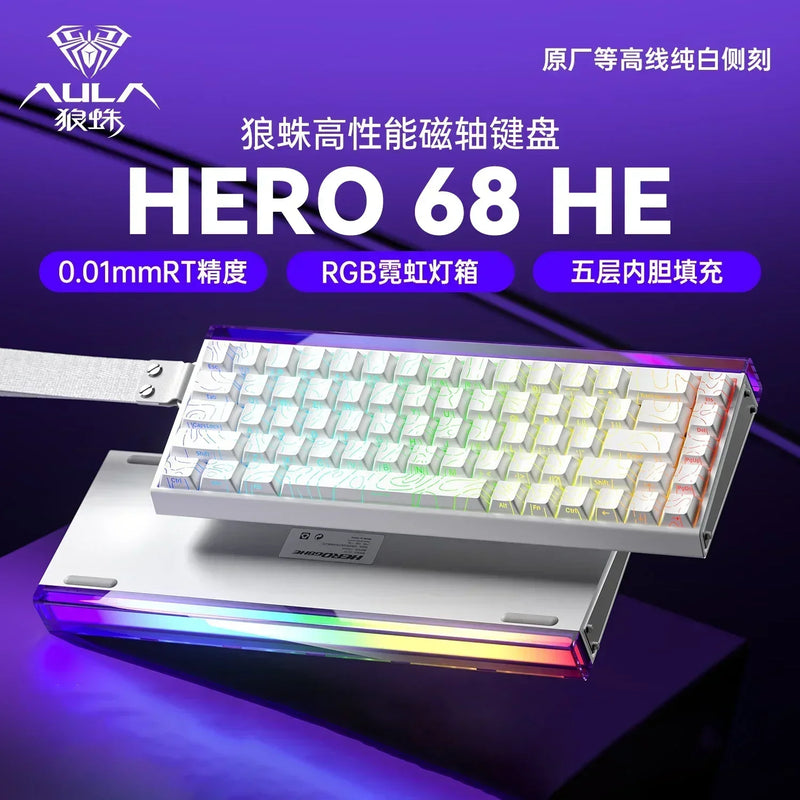 AULA Hero68HE Magnetic Switch RGB 8K E-sports Hot Swap Gaming Mechanical Keyboard Customize Wired PC Gamer Keyboard Accessories