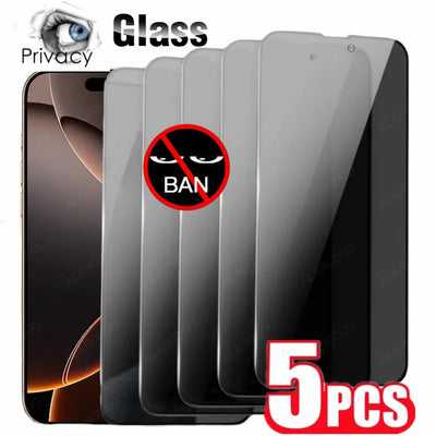 5PCS Anti-peep Screen Protector For iPhone 16 Pro Max 15 Pro 14 Plus 13 Anti Scratch Privacy Tempered Glass For iPhone 16ProMax