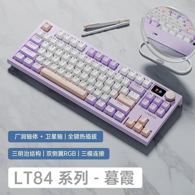 Langtu Lt84 3Mode 2.4g Bluetooth Green Axis Keyboard Mechanical Keyboard Wireless Game Wired Gaming Accessories Customized Gifts