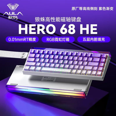 AULA Hero68HE Magnetic Switch RGB 8K E-sports Hot Swap Gaming Mechanical Keyboard Customize Wired PC Gamer Keyboard Accessories