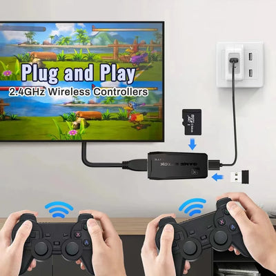 4K Video Game Console Wireless Controller Gamepad Built-in 20000+ Games 64G Retro Handheld Game Player HD TV Game Stick