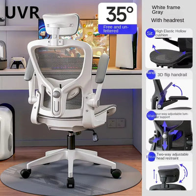 UVR Computer Gaming Chair Mesh Staff Chair Ergonomic Design Backrest Can Recline Old Bench Sedentary Comfort Office Chair