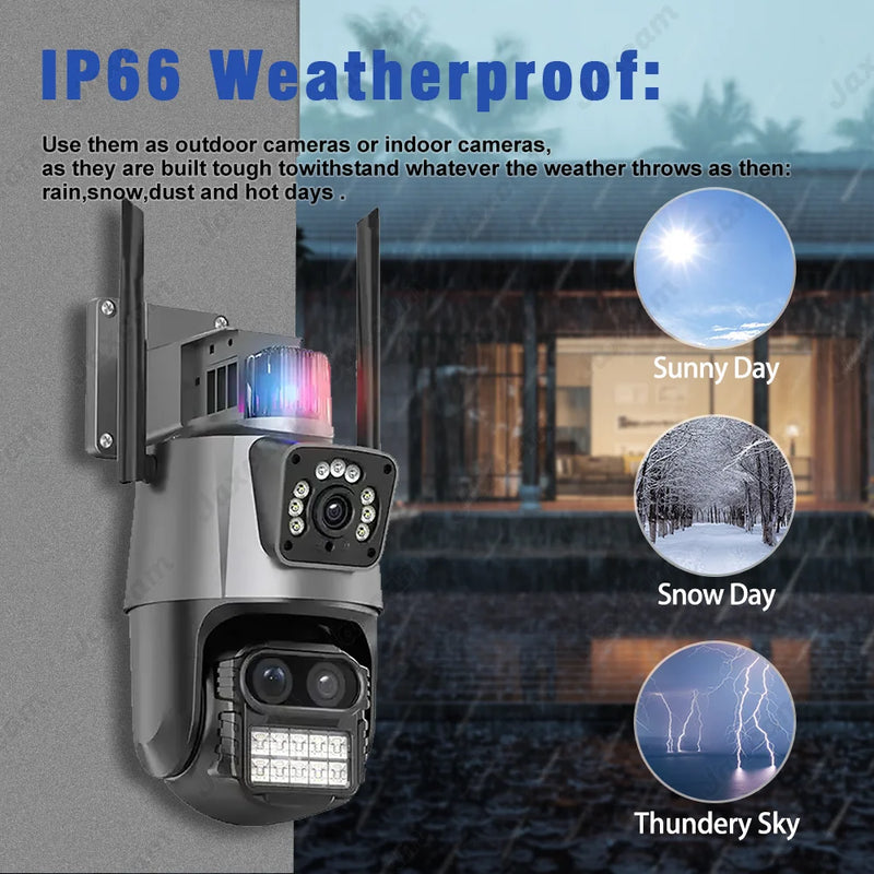 9MP Three Lens 8X PTZ Zoom Outdoor Security Light Alarm 6K Video Surveillance WiFi IP PTZ CCTV Network ICsee PTZ Control Camera