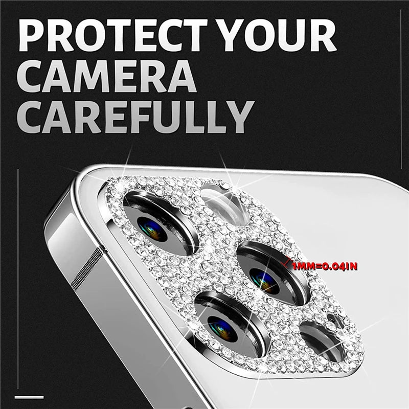 Glitter Diamond Camera Lens Protector Case Cover For iPhone 15 14 11 12 16 13 Pro Max Plus 12 13 Mini Protection Phone Accessory