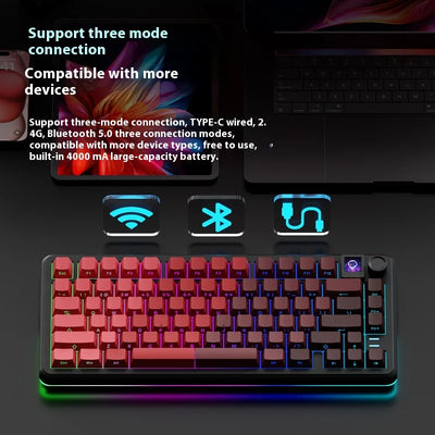 Weikav WK75 Mechanical Keyboard Tri Mode Wireless Keyboard Custom 4000mAh RGB Hot Swap With Screen Gaming Keyboard PC Accessory