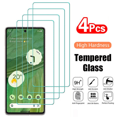 4PCS Tempered Glass for Google Pixel 9 8 Pro 9A 8A 7 7A 6 6A 5 4A 4 XL 3 9H Protective Transparent Screen Protector Film Glass