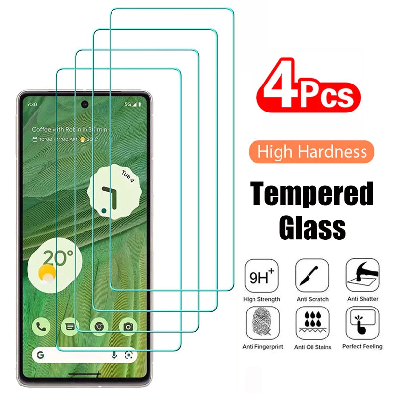 4PCS Tempered Glass for Google Pixel 9 8 Pro 9A 8A 7 7A 6 6A 5 4A 4 XL 3 9H Protective Transparent Screen Protector Film Glass