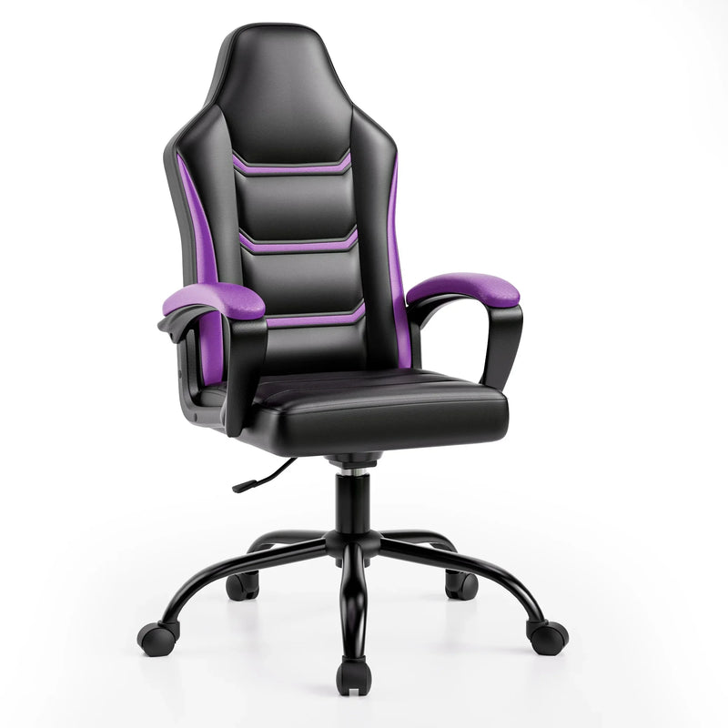 Purple Big and Tall Ergonomic Computer Gaming Chair - Computer Gaming Chairs with PU Leather Lumbar Support Desk gaming Cat ears