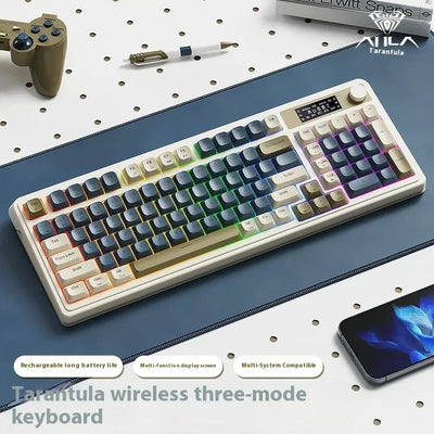 Aula S99pro Bluetooth Wireless Keyboard Three Mode RGB Knob Smart Screen Wireless Gaming Keyboard Custom Ergonomics Keyboard