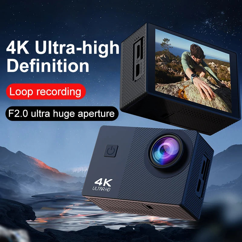 4K Action Camera WiFi Anti-shake 2" IPS Full HD Screen 170° Wide Angle Helmet Video Recording Camera Sports Outdoor Mini Camera