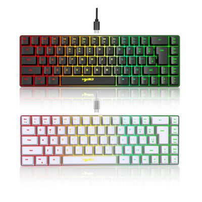 68 Keys Gaming Keyboard USB Wired Korean Keyboard Portable RGB Backlight Spanish English Keyboard for Windows Laptops Computer