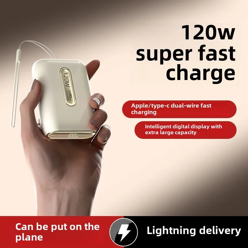 120W Super Fast Charging Power Bank 50000mAh Large Capacity Comes with Cable Suitable for Android and Huawei