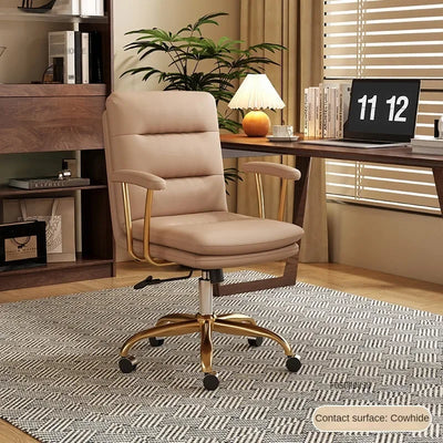 Italian Leather Office Chairs Office Meeting Computer Chair Light Luxury Designer Backrest Armrest Home Bedroom Gaming Chair