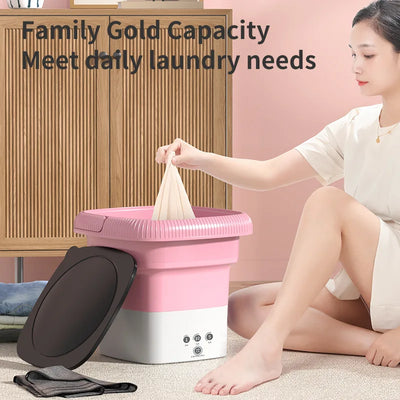 Household Portable Folding Mini Washing Machinesmart Washingone Touch Start Folding Washing For Socks Underwear And All-In-One