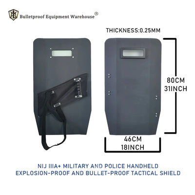 Lightweight ISO Ultra-Light Steel NIJ IIIA+ 46X80CM Large Area Explosion-Proof And Bulletproof Law Enforcement Tactical Shield