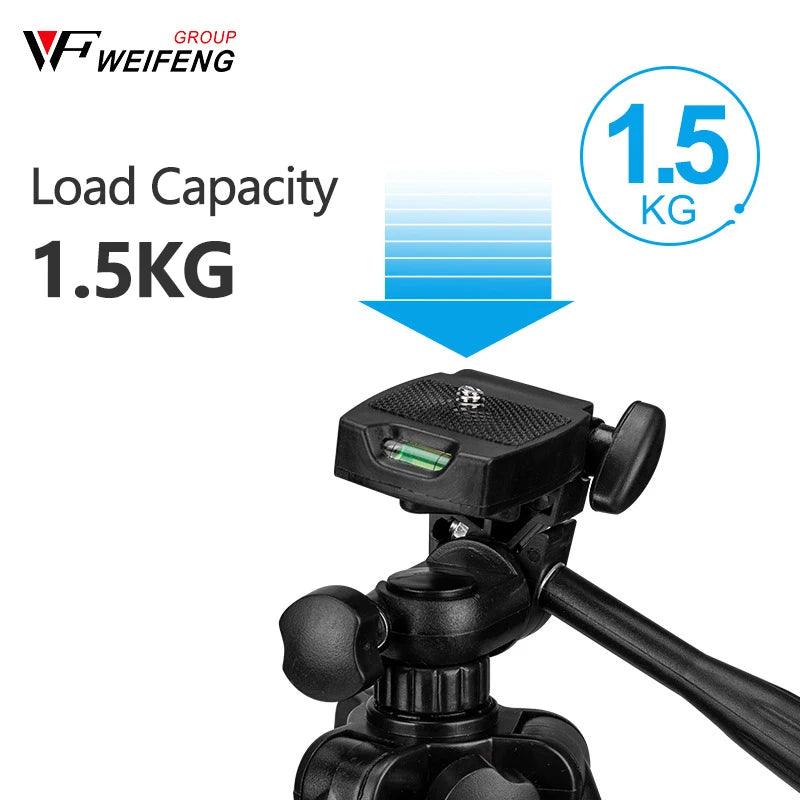 WEIFENG Black / Silver Lightweight Tripod Portable Selfie Video Photo Shooting Tripod for Mirrorless Camera Phone Photography