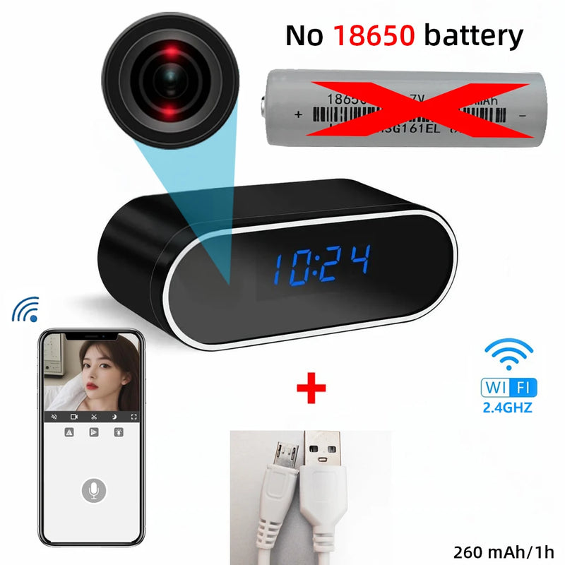 4k 1080p HD Mini Camera Clock Camera Wireless Wifi Camera Micro Cam IR Night View Alarm Camcorder Indoor video Camera