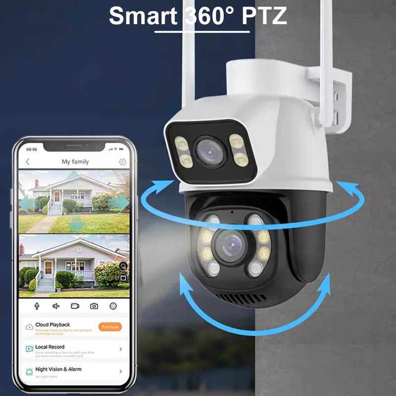 HD 6MP WiFi IP Camera Dual Lens Outdoor Security Protection CCTV 360 PTZ Video Monitor Secur Kamera Smart Home Surveillance Cam