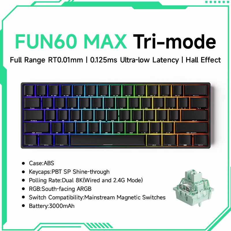 Akko MonsGeek FUN60 PRO&MAX HE Machanical Keyboard Magnetic Switch 60% Wireless Gaming Keyboard Rapid Trigger 8K Custom Keyboard