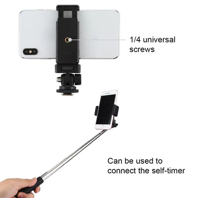 Phone Tripod Holder Clip with Cold Shoe Mount Universal Phone Tripod Mount for iPhone Samsung for Canon Nikon Sony DSLR Camera