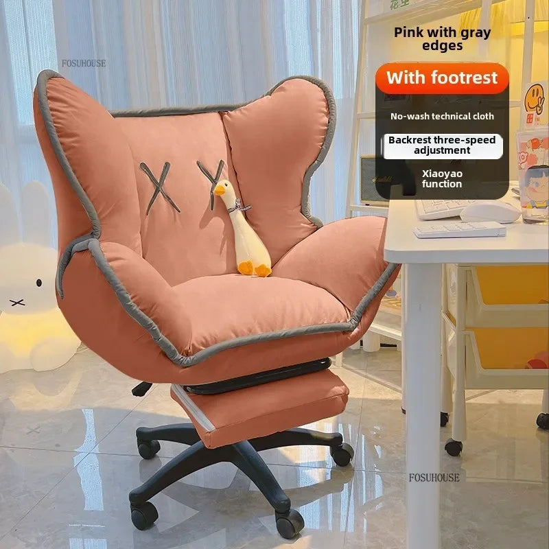 Bedroom Lazy Computer Chair Nordic Comfort Backrest Office Chairs Leisure Reclining Live Broadcast Gaming Chair Office Furniture