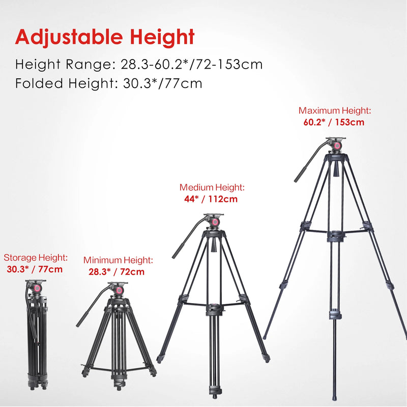 miliboo Heavy Duty Tripod for Camera Video Tripod with Fluid Head Aluminum Camera Tripod for DSLR,Maxload 22lbs with Tripod Bag